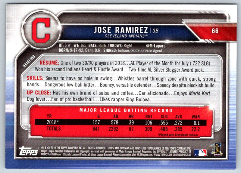 2019 Bowman Jose Ramirez