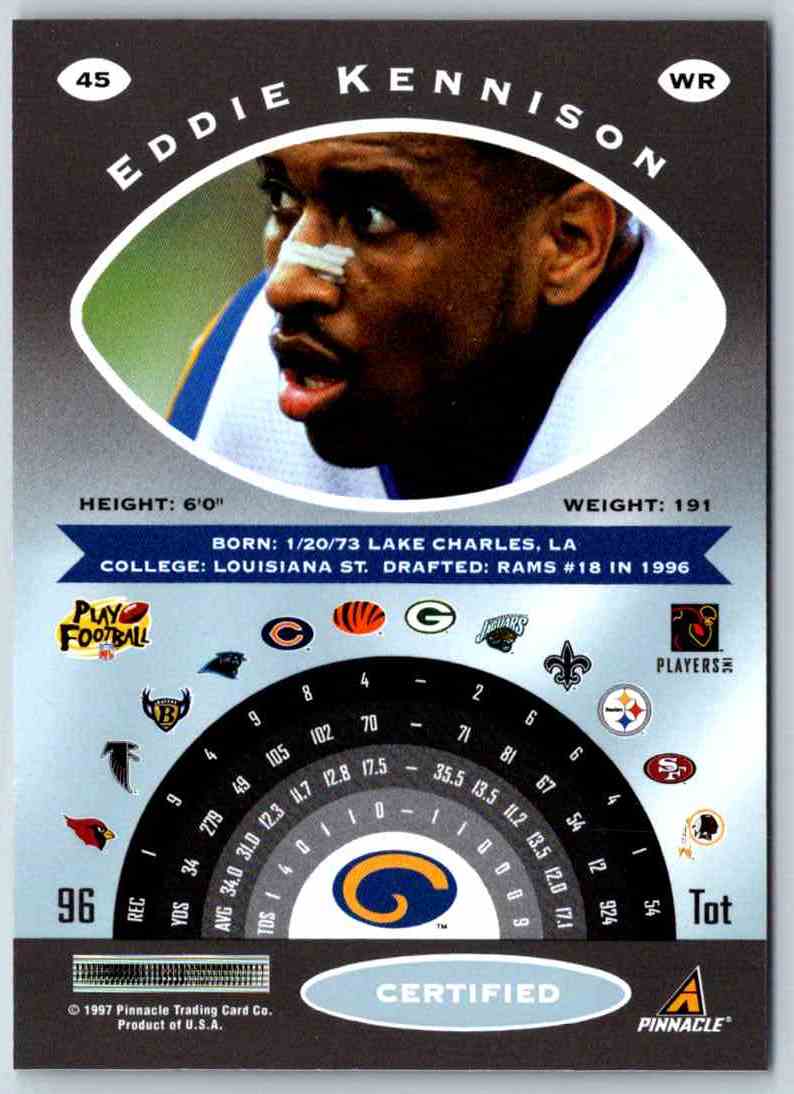 1997 Pinnacle Certified NFL Eddie Kennison