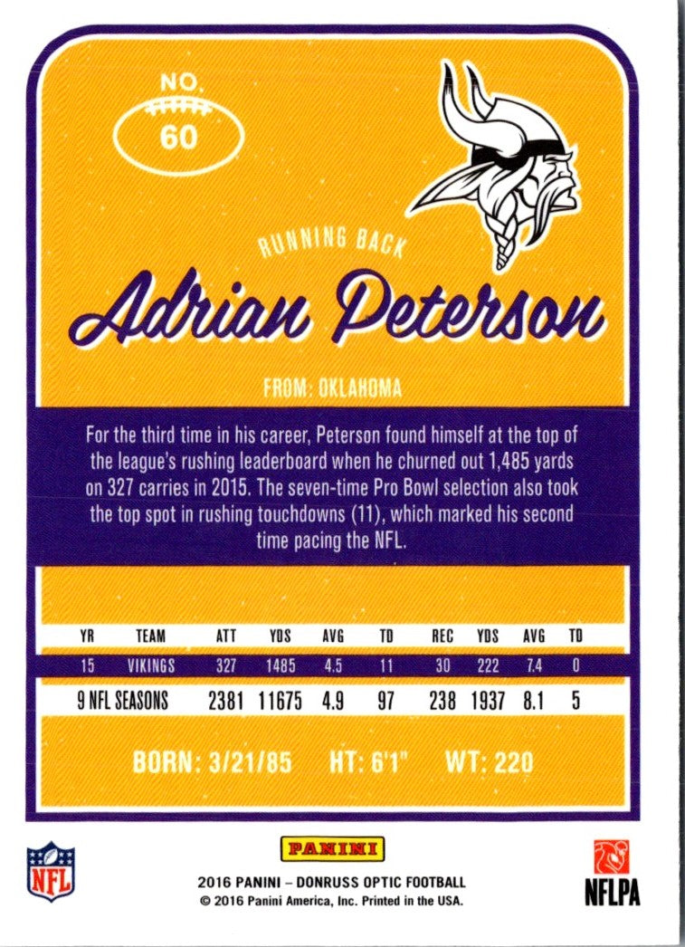 2016 Donruss Optic Adrian Peterson