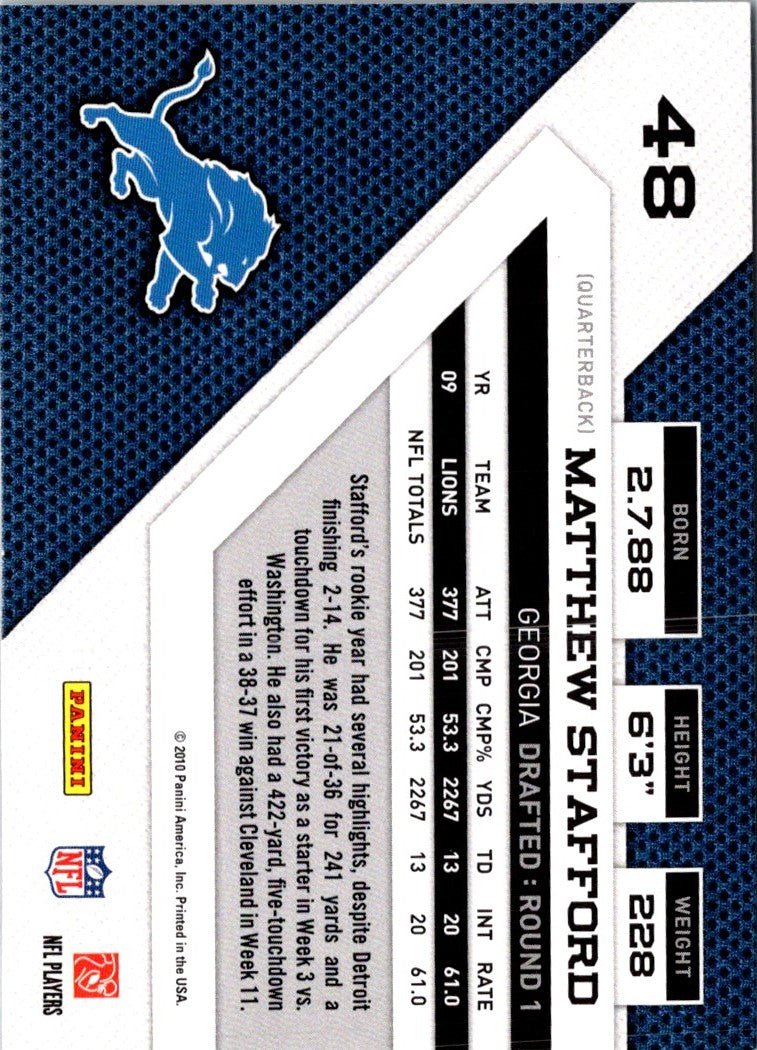 2010 Panini Threads Matthew Stafford