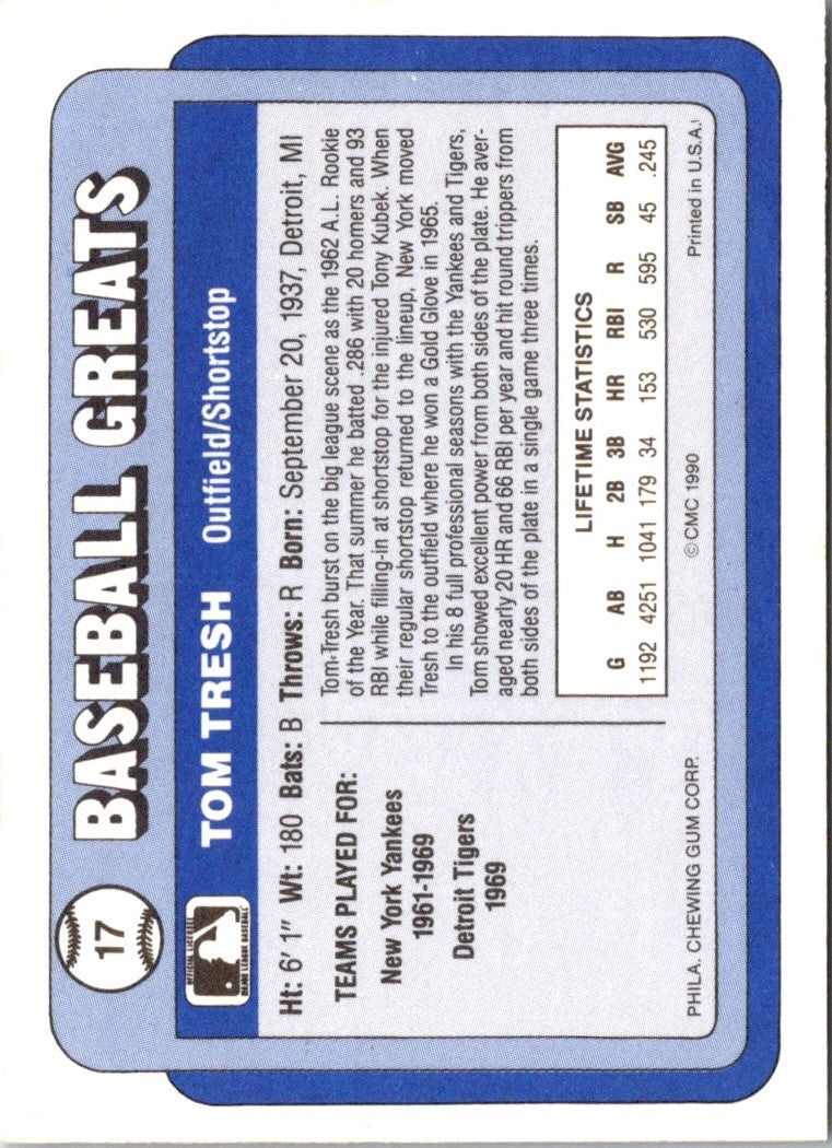 1990 Swell Baseball Greats Tom Tresh