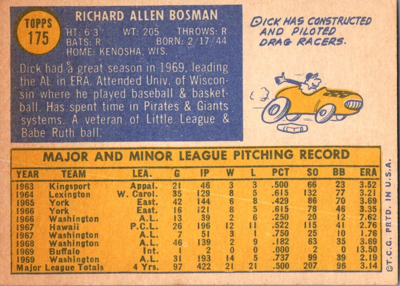 1970 Topps Dick Bosman