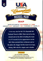 2013 Panini USA Champions Michael Main #43