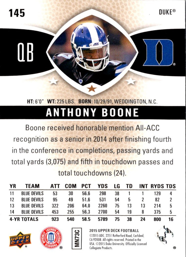 2015 Upper Deck Anthony Boone