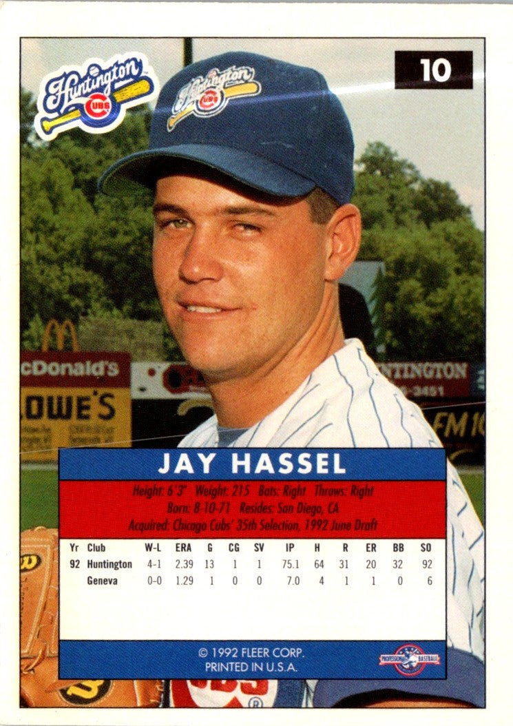 1992 Fleer Excel Jay Hassel