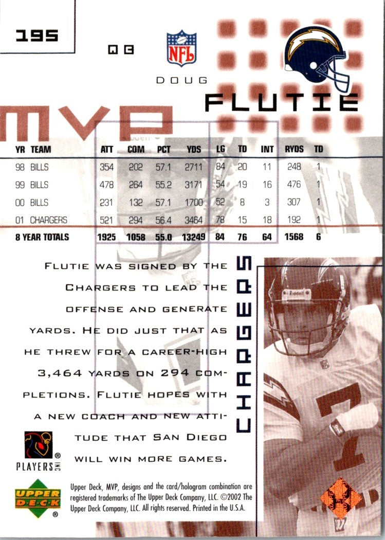 2002 Upper Deck MVP Doug Flutie