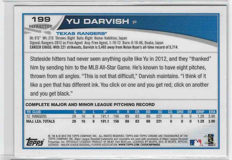 2013 Topps Chrome Yu Darvish