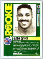 1991 Pinnacle Greg Lewis #332