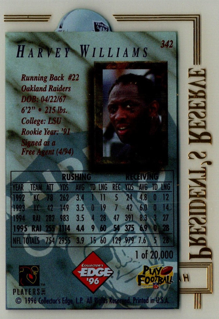 1996 Collector's Edge President's Reserve Harvey Williams