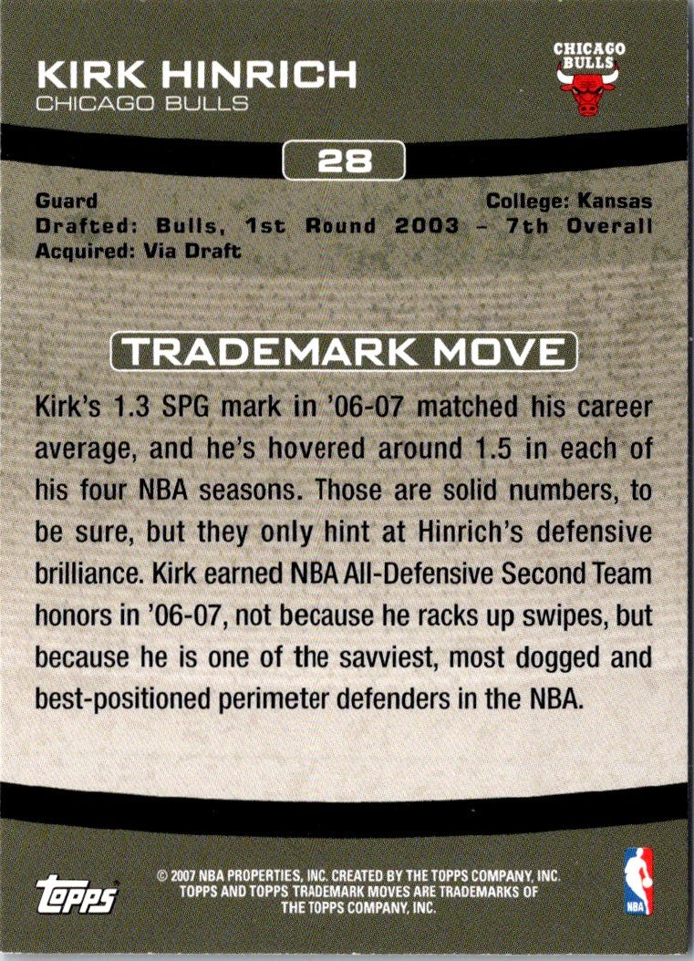 2007 Topps Trademark Moves Kirk Hinrich