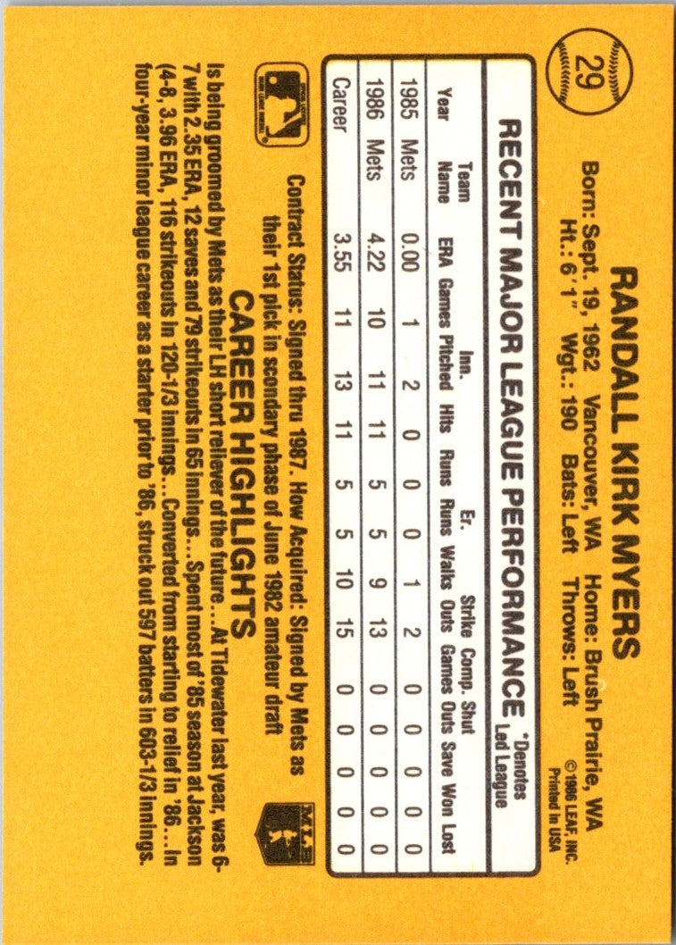 1987 Leaf Randy Myers