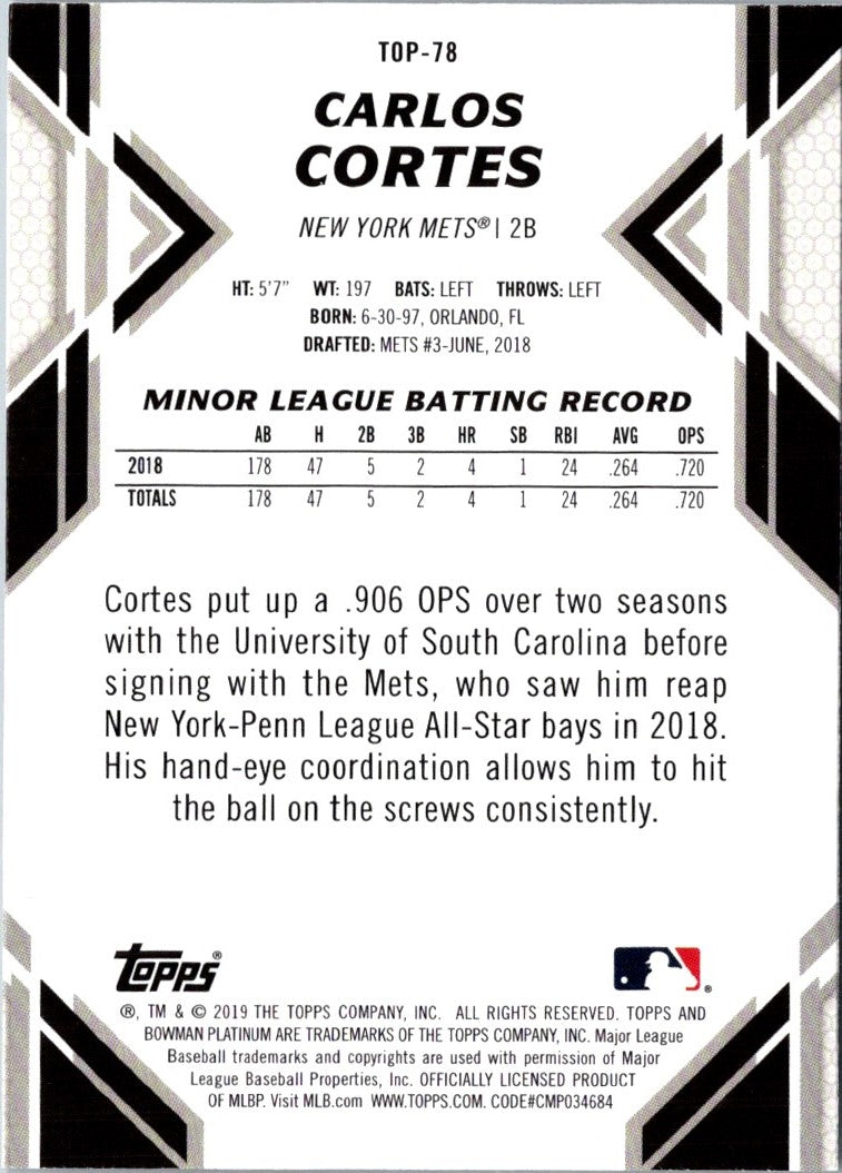 2019 Bowman Platinum Top Prospects Carlos Cortes