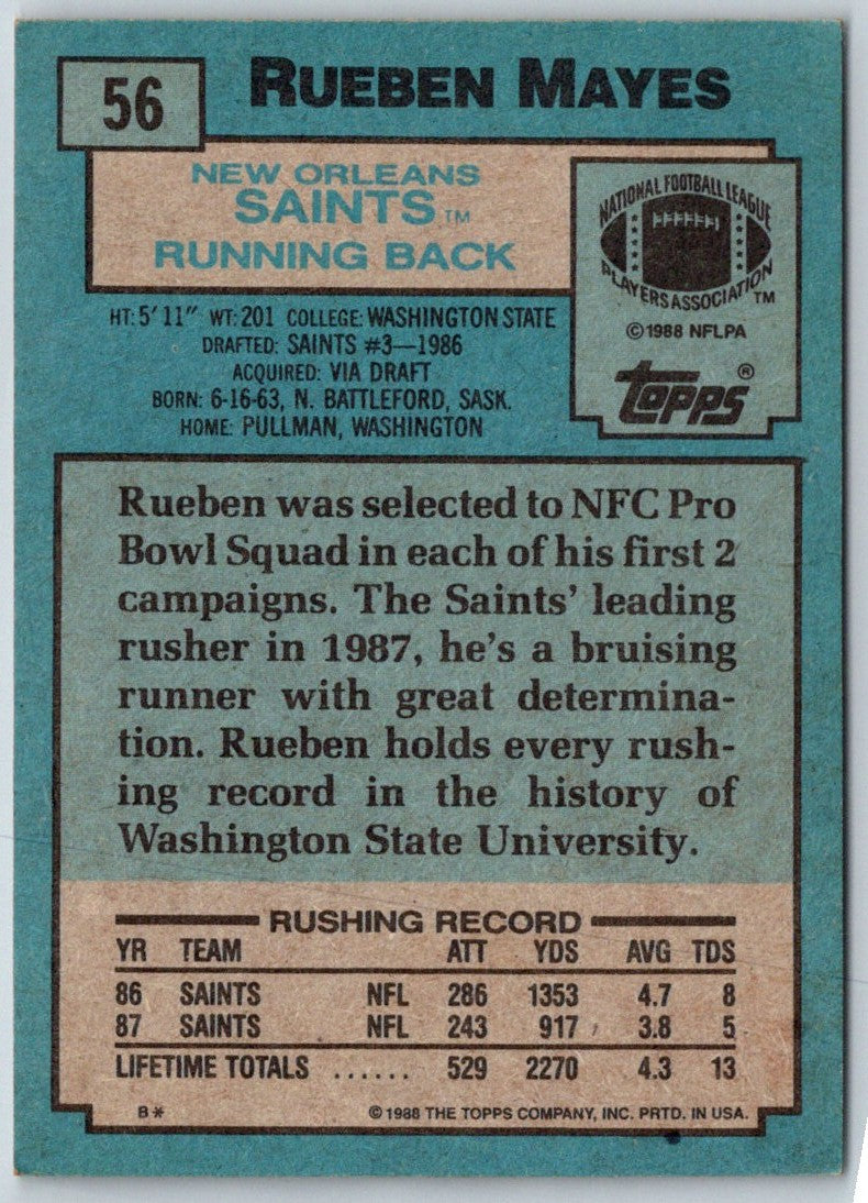 1988 Topps Rueben Mayes