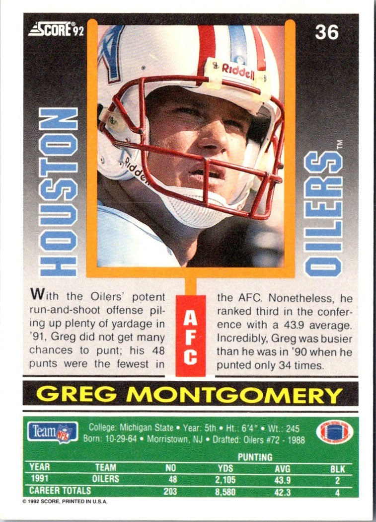 1992 Score Greg Montgomery