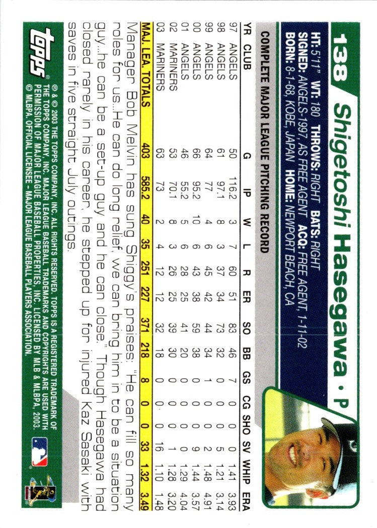 2004 Topps Shigetoshi Hasegawa