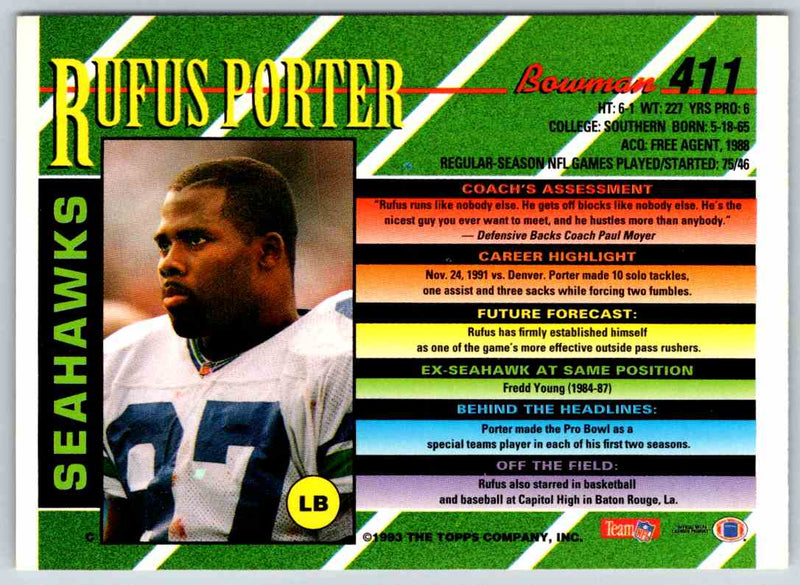 1993 Bowman Football Rufus Porter