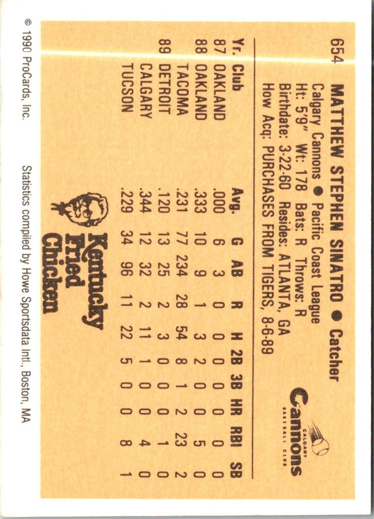 1990 ProCards Matt Sinatro