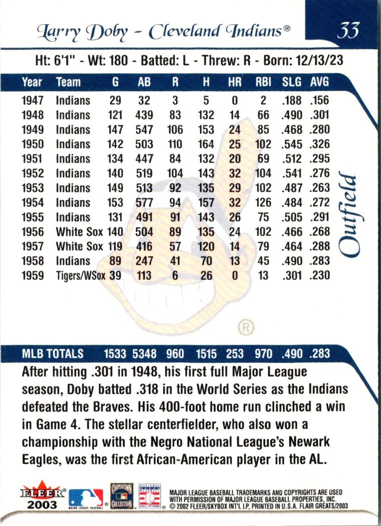 2003 Flair Greats Larry Doby