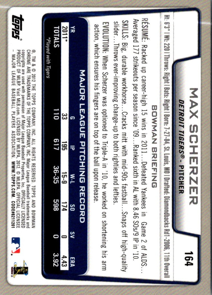 2012 Bowman Max Scherzer