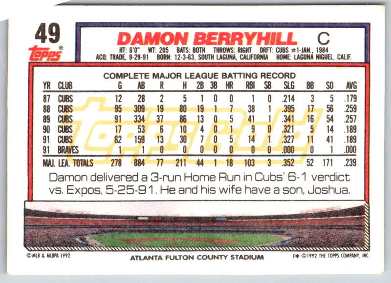 1992 Topps Damon Berryhill