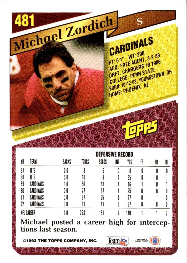1993 Topps Michael Zordich