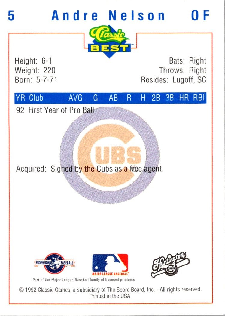 1992 Classic Best Huntington Cubs Andre Nelson