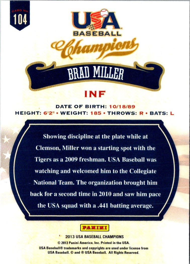 2013 Panini USA Champions Brad Miller