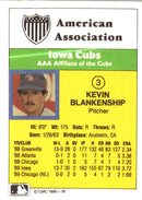 1990 CMC Iowa Cubs Kevin Blankenship