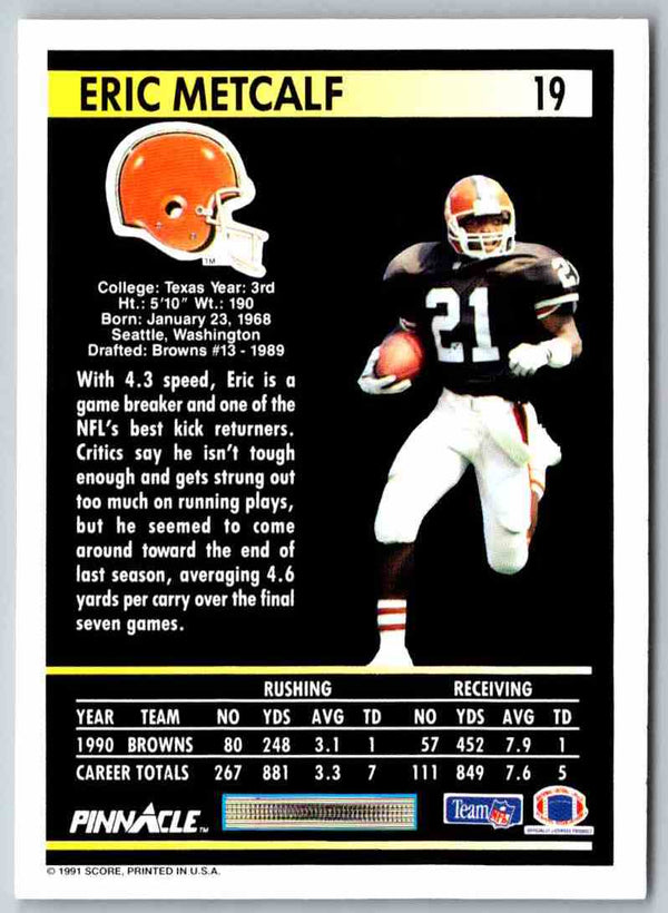 1991 Pinnacle Eric Metcalf #19
