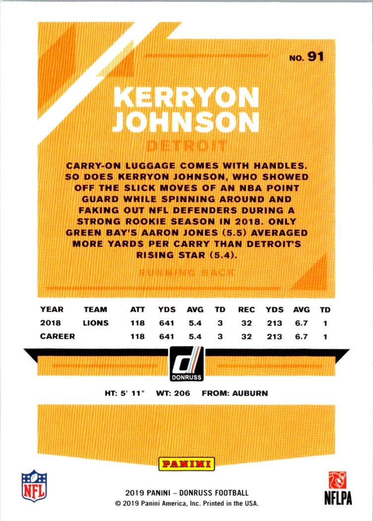 2019 Donruss Kerryon Johnson