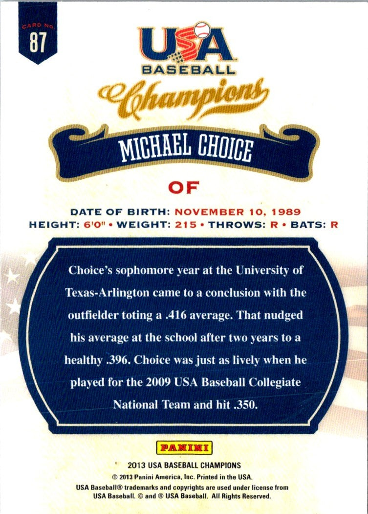 2013 Panini USA Champions Michael Choice