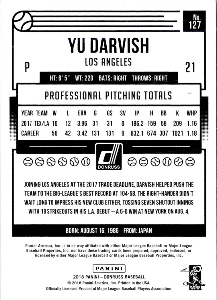 2018 Donruss Yu Darvish