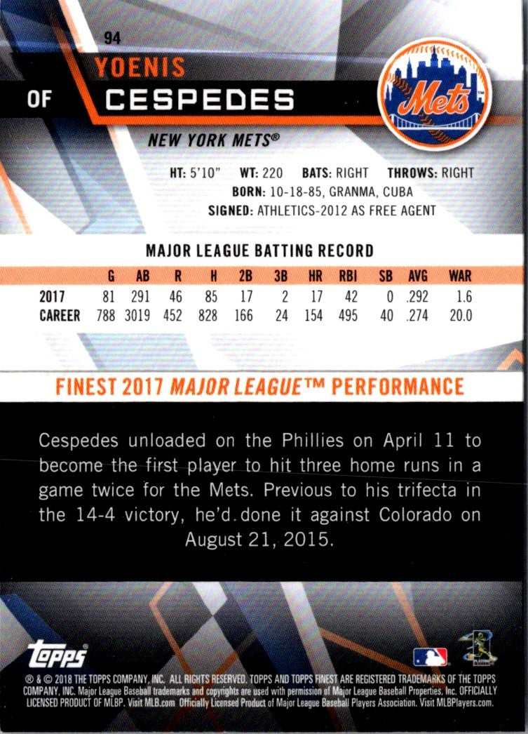 2018 Finest Yoenis Cespedes
