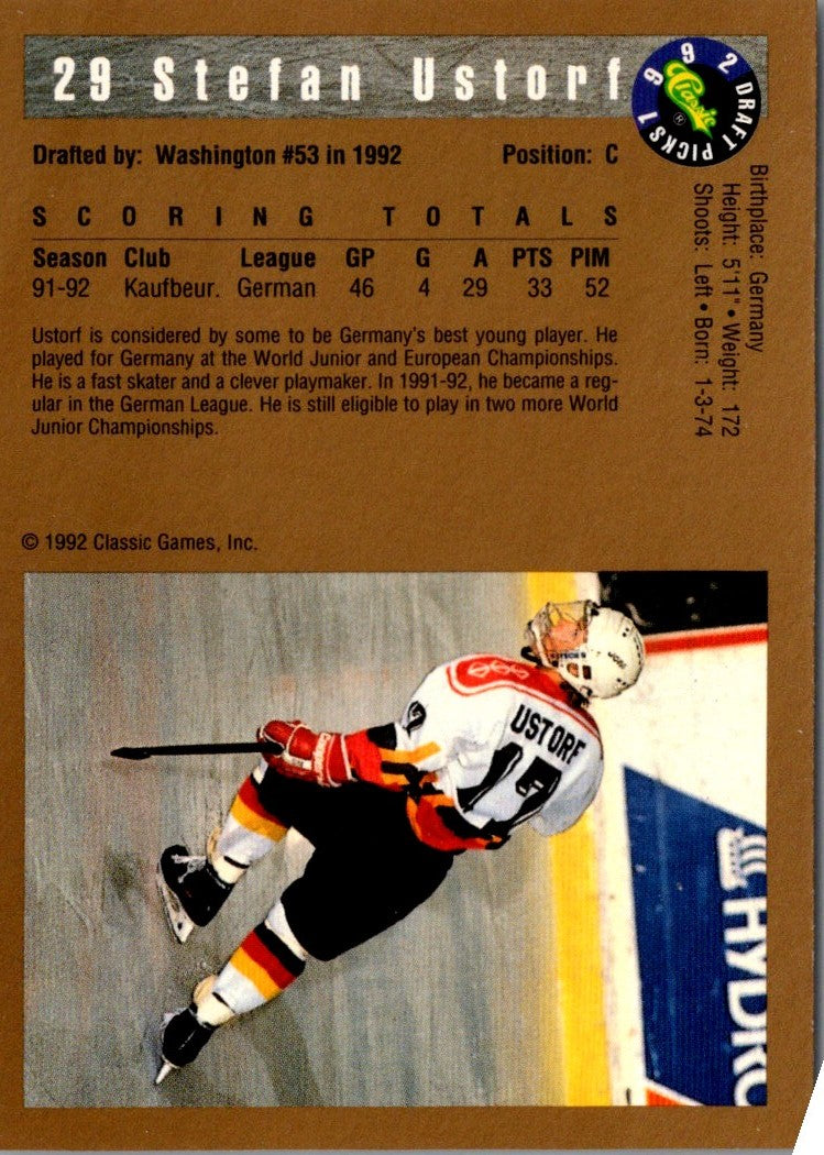 1992 Classic Draft Picks Stefan Ustorf