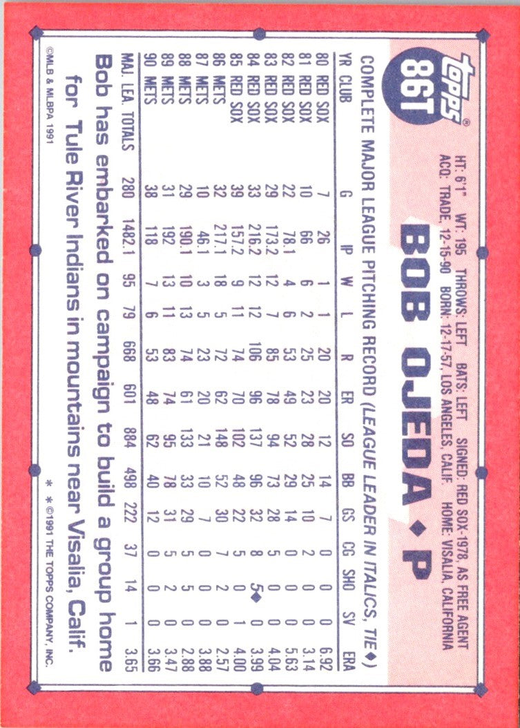 1991 Topps Traded Bob Ojeda