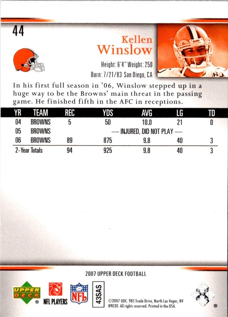 2007 Upper Deck Kellen Winslow