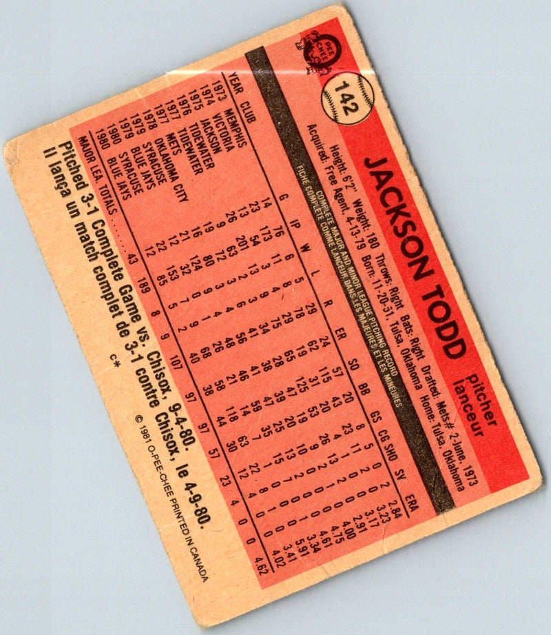 1981 O-Pee-Chee Jackson Todd