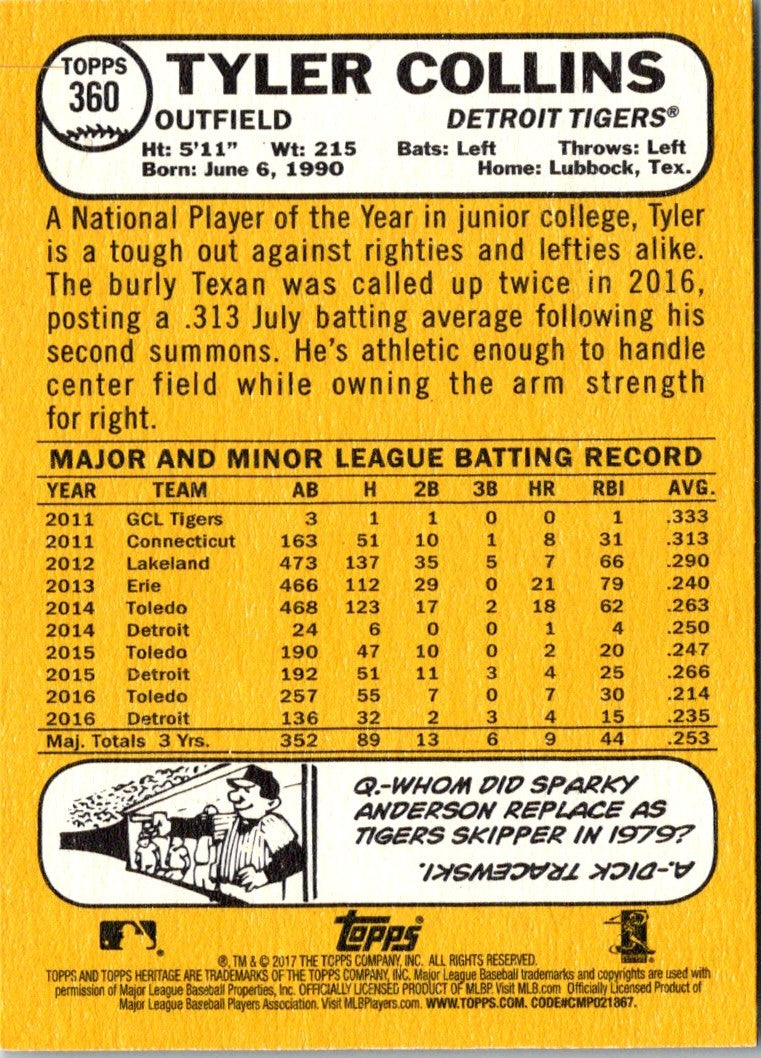 2017 Topps Heritage Tyler Collins