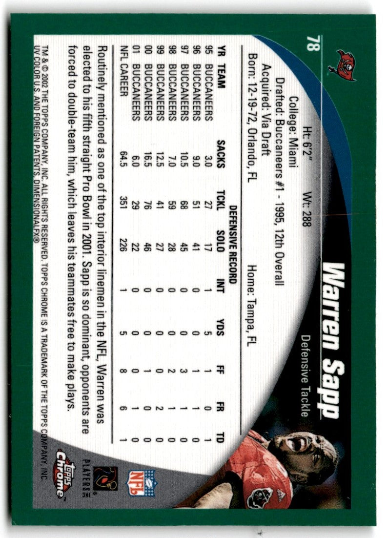 2002 Topps Chrome Warren Sapp