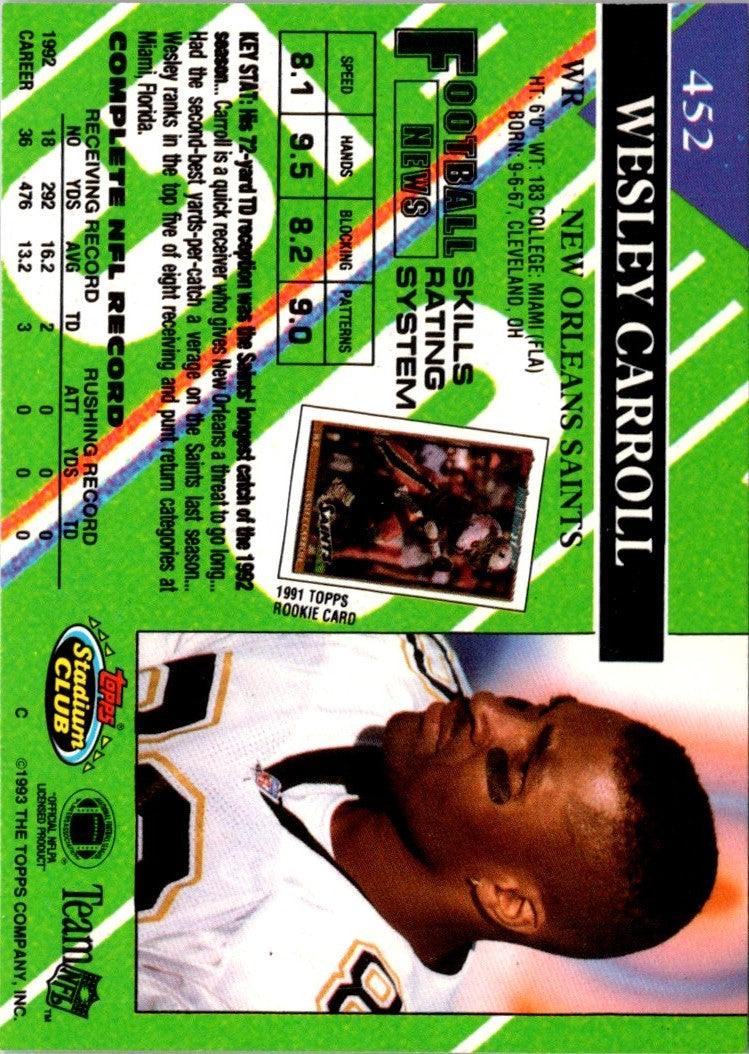 1993 Stadium Club Super Teams Bowl Wesley Carroll