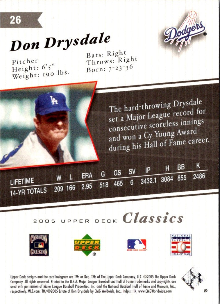 2005 Upper Deck Classics Don Drysdale