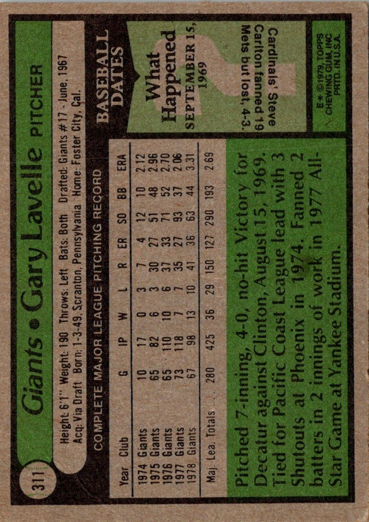 1979 Topps Gary Lavelle