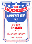 1987 Topps Glossy Rookies Cory Snyder