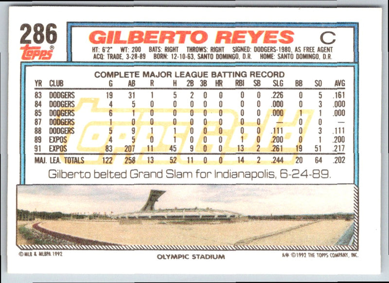 1992 Topps Gilberto Reyes