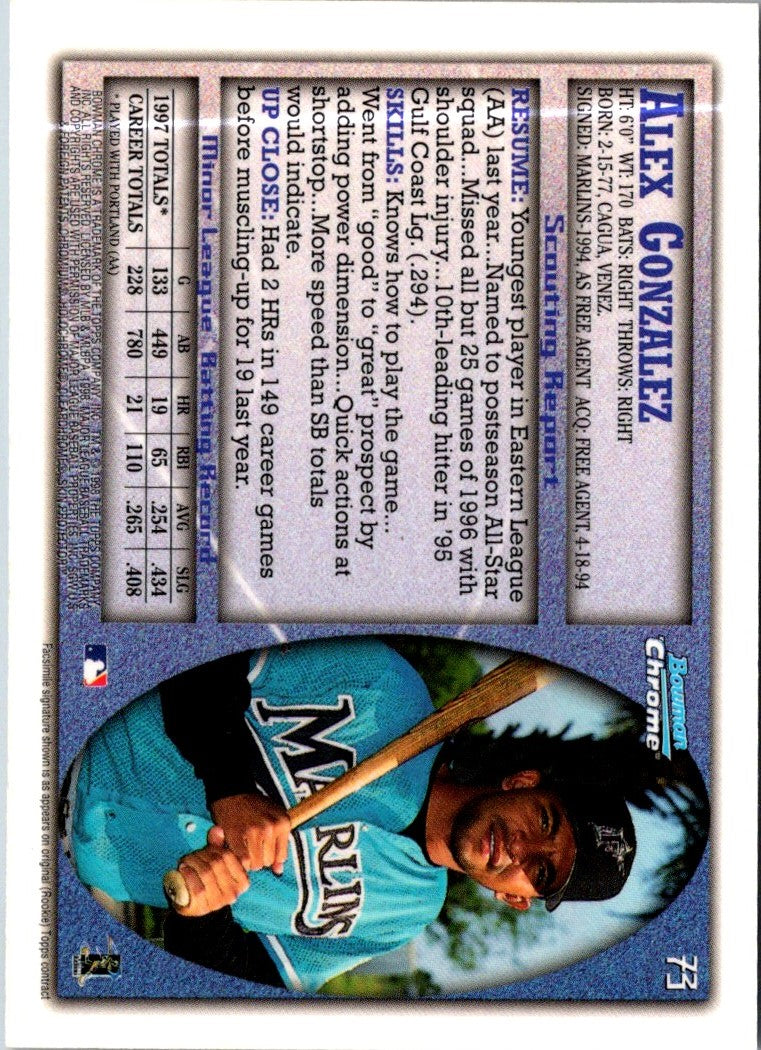 1998 Bowman Chrome Alex Gonzalez