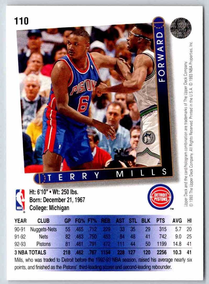 1993 Upper Deck Terry Mills