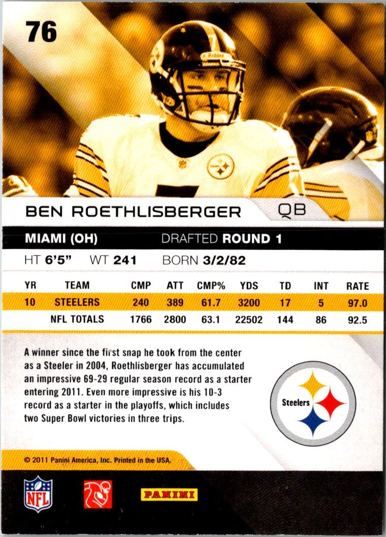 2011 Panini Absolute Memorabilia Ben Roethlisberger