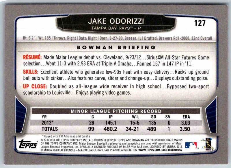 2014 Bowman Jake Odorizzi