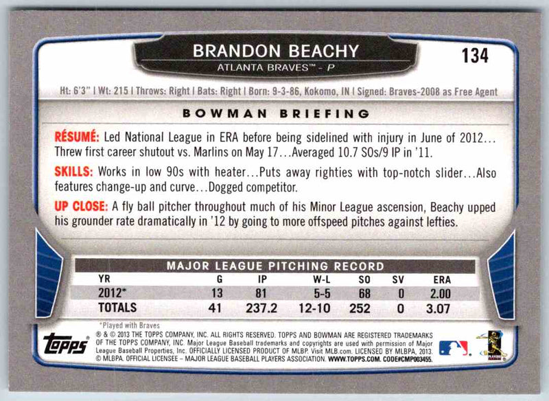 2013 Bowman Brandon Beachy