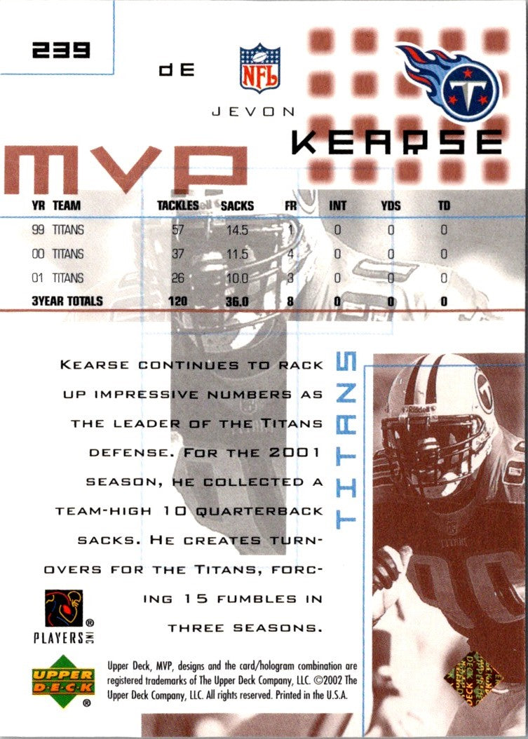 2002 Upper Deck MVP Jevon Kearse